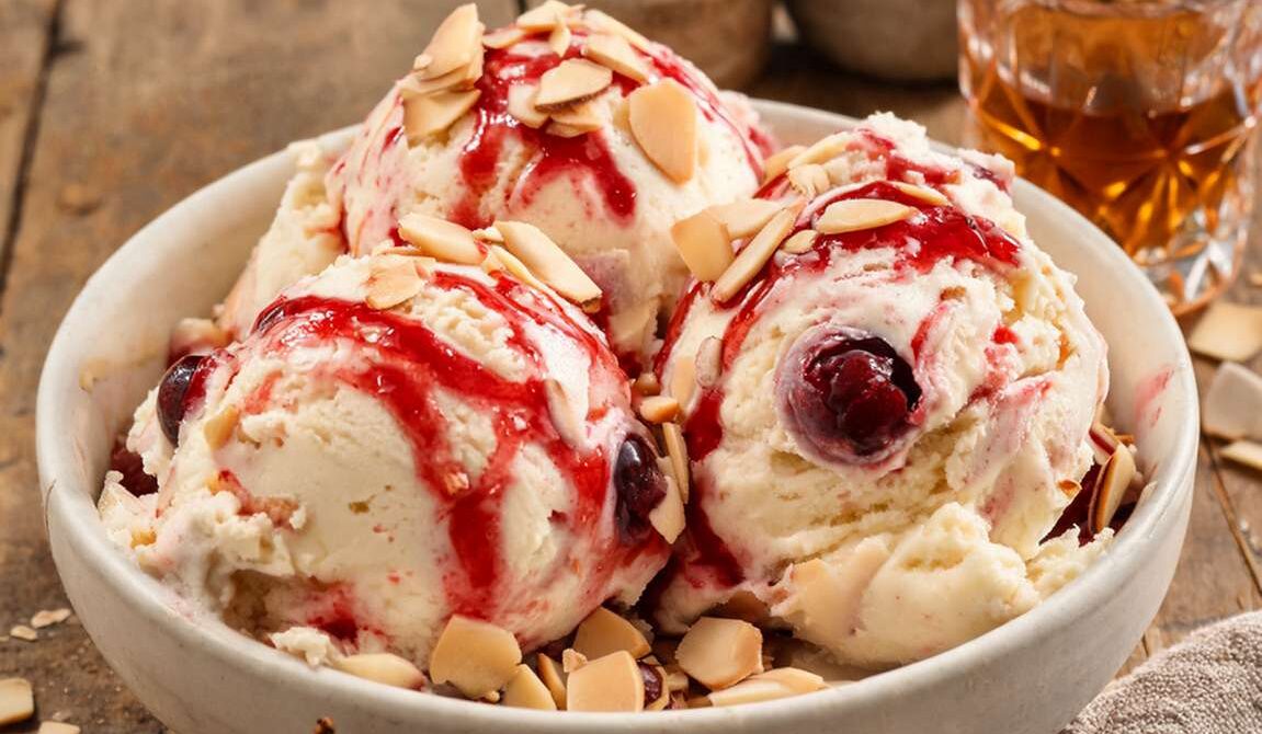 Cherry Amaretto Ice Cream With Toasted Almonds