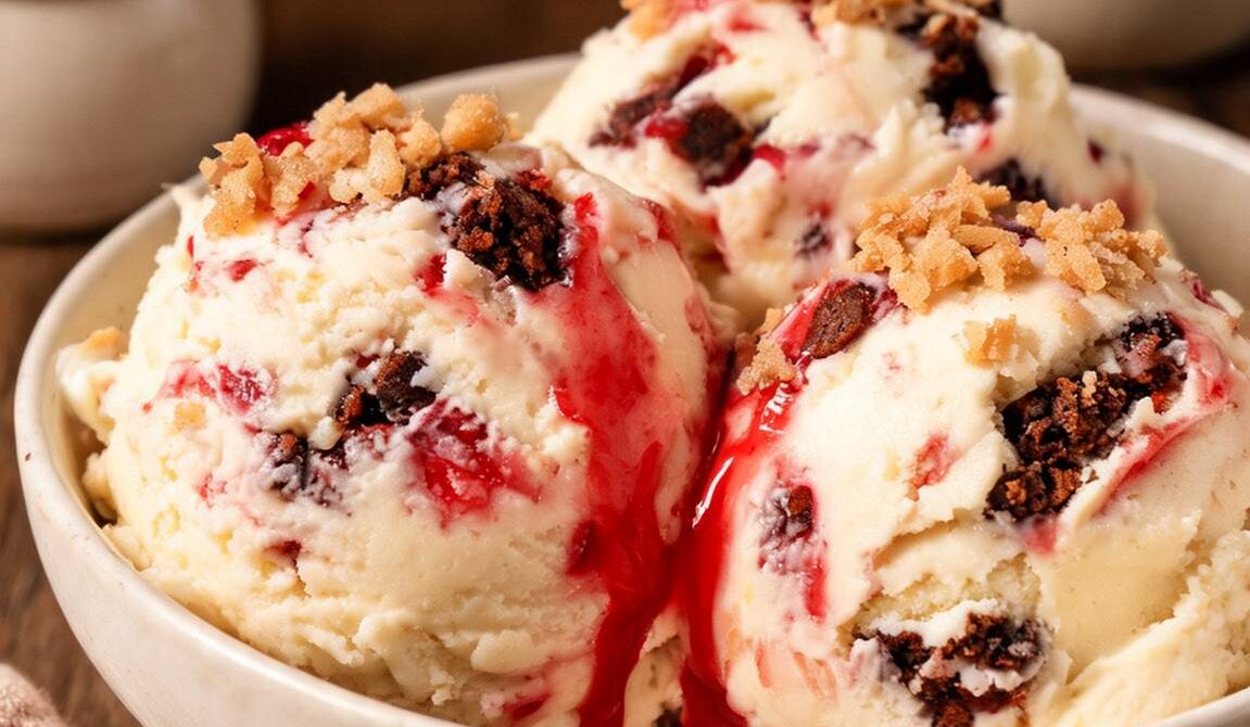 Cherry Cheesecake Brownie Ice Cream