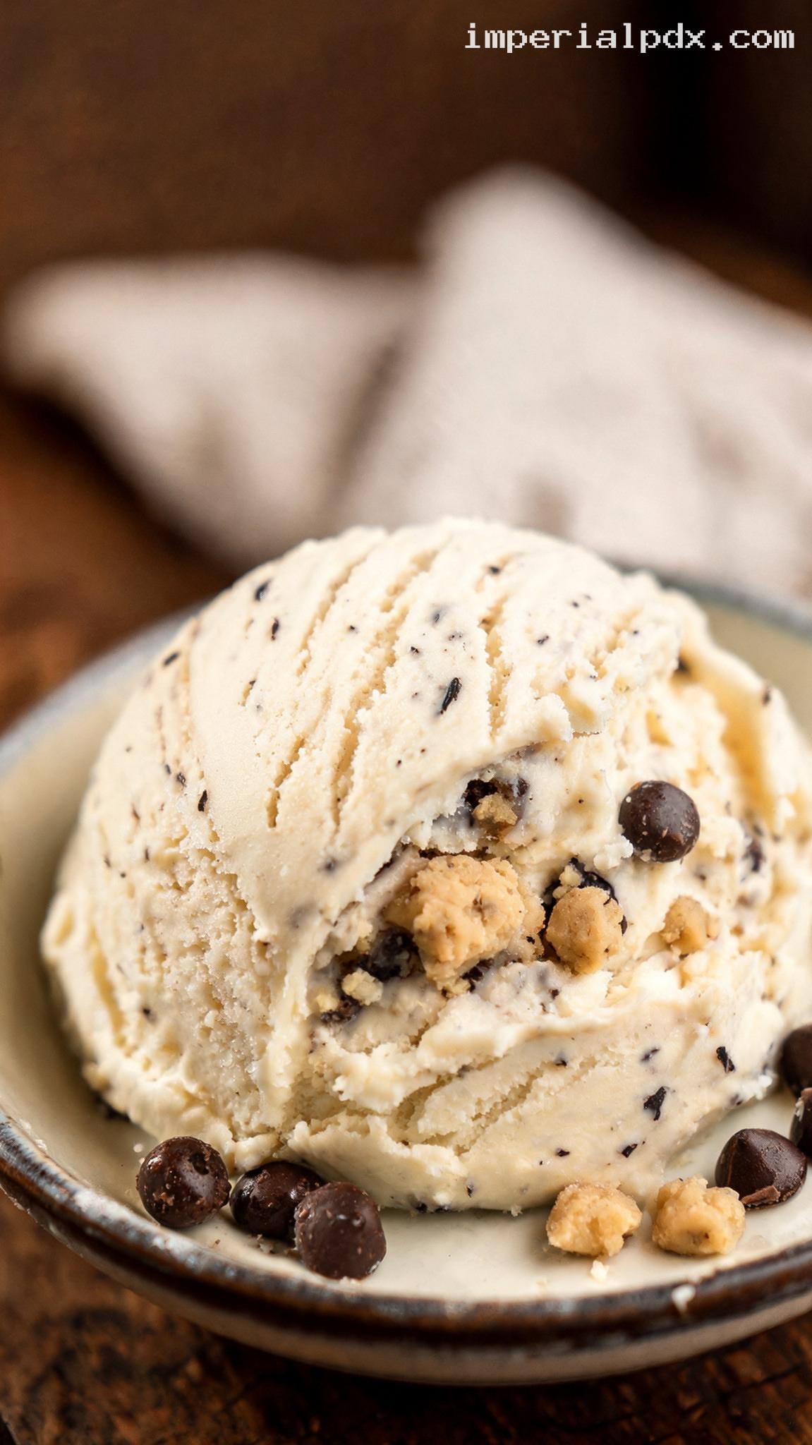 Chocolate Chip Cookie Dough Ice Cream – Closeup