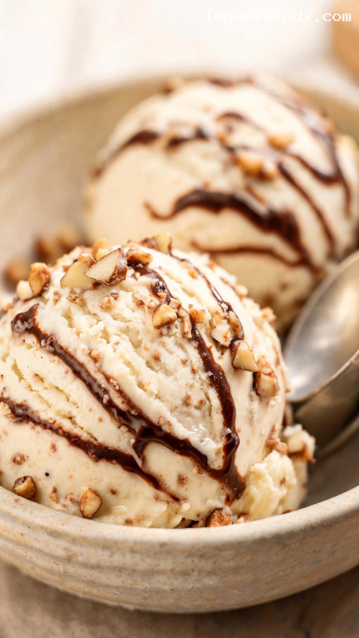 Chocolate Hazelnut Swirl Ice Cream – Closeup