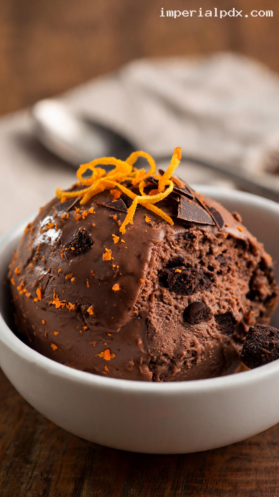 Chocolate Orange Truffle Ice Cream – Closeup