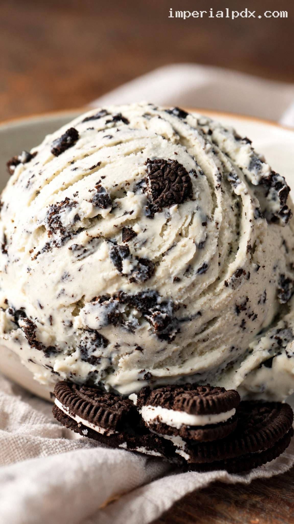 Chunky Cookies and Cream Ice Cream – Closeup