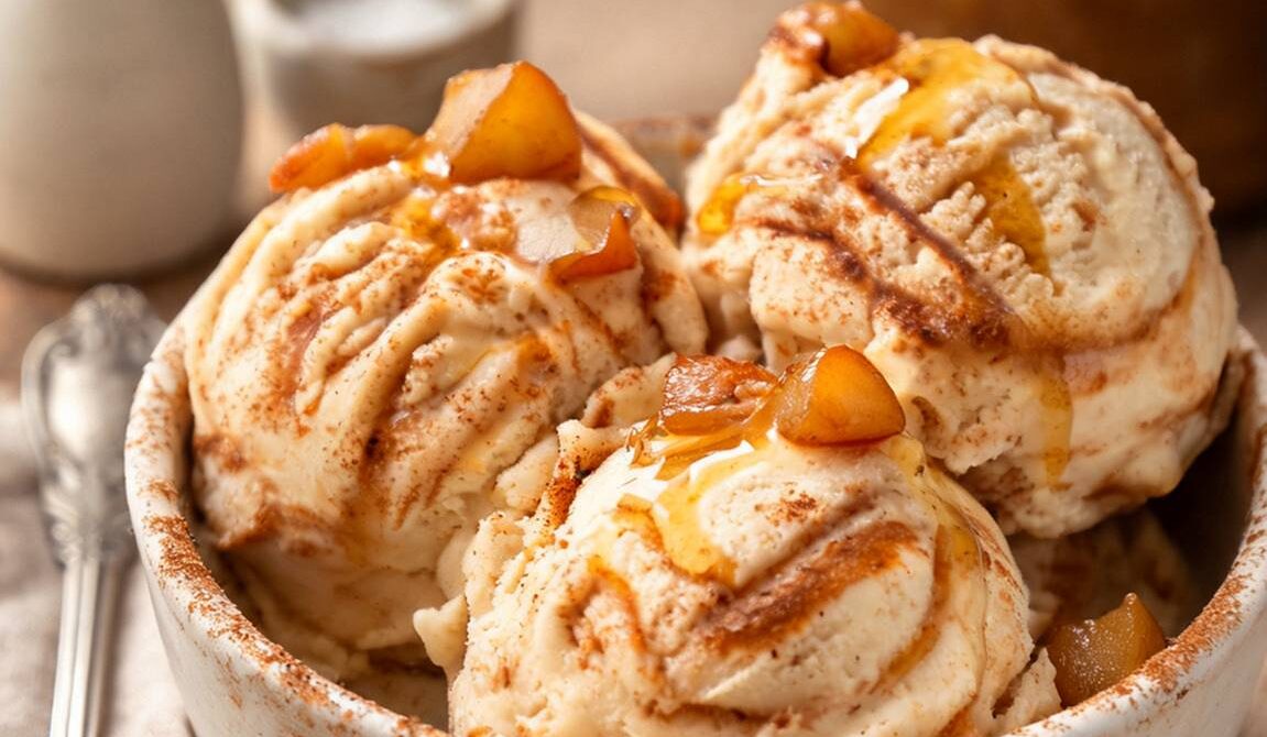 Cinnamon Honey Apple Butter Ice Cream With Roasted Apples