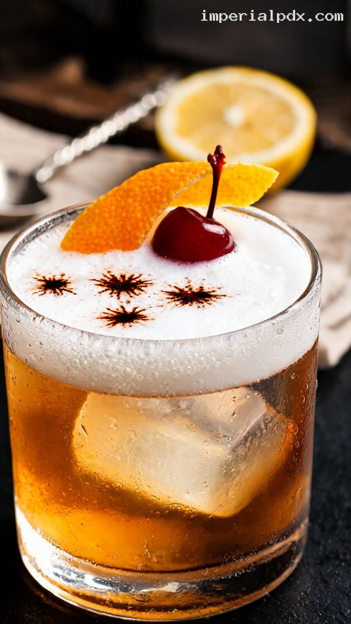 Classic Bourbon Whiskey Sour with Optional Egg White – Closeup