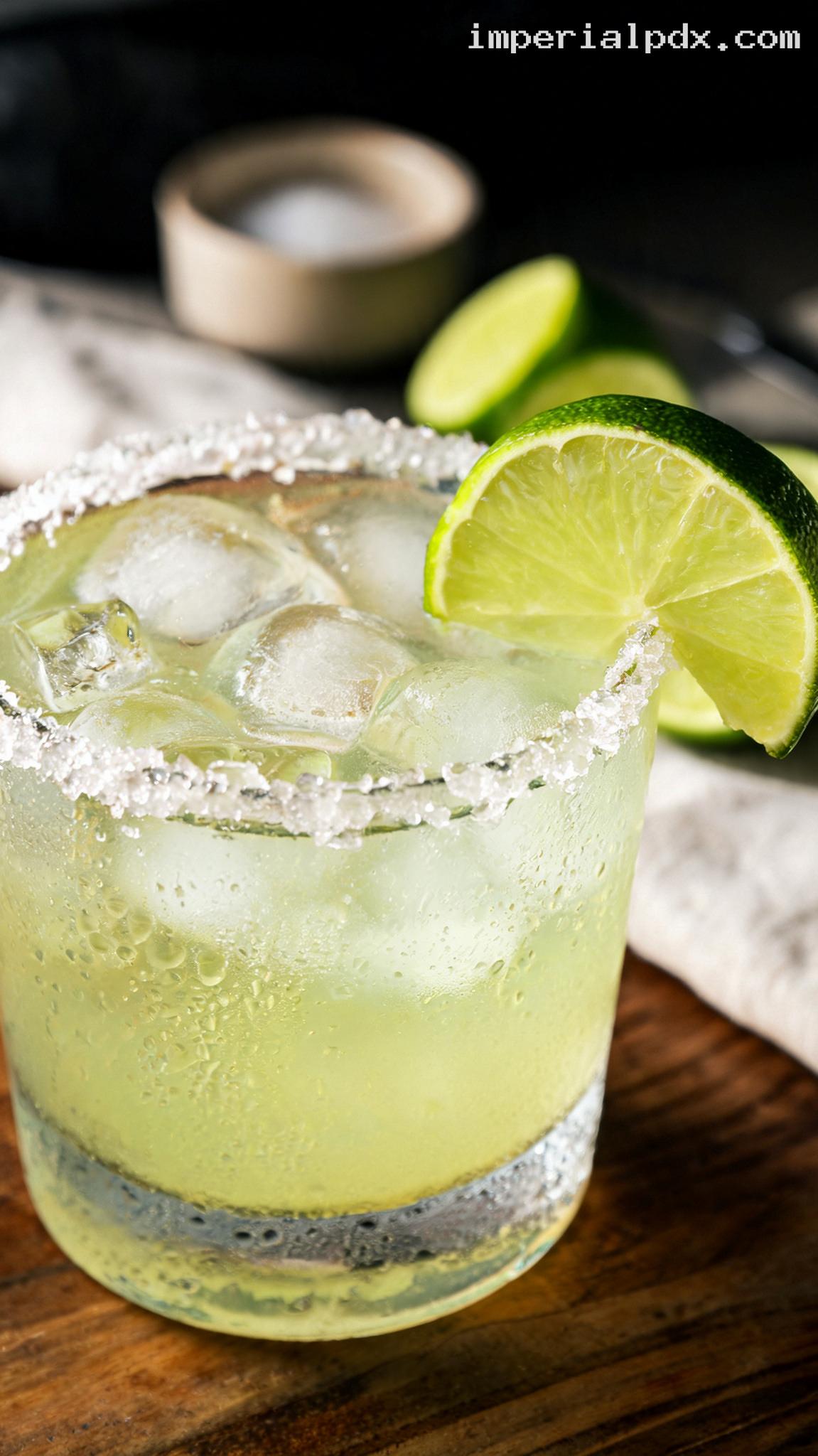 Classic Margarita With Fresh Lime and Orange Liqueur – Closeup