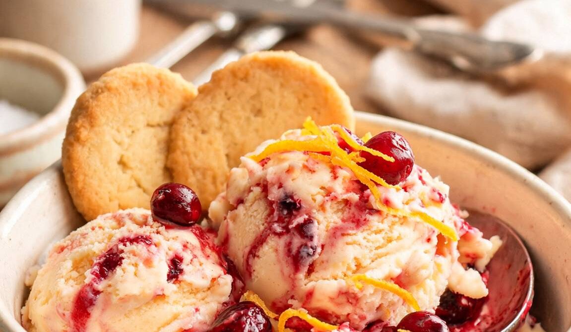 Cranberry Orange Vanilla Ice Cream
