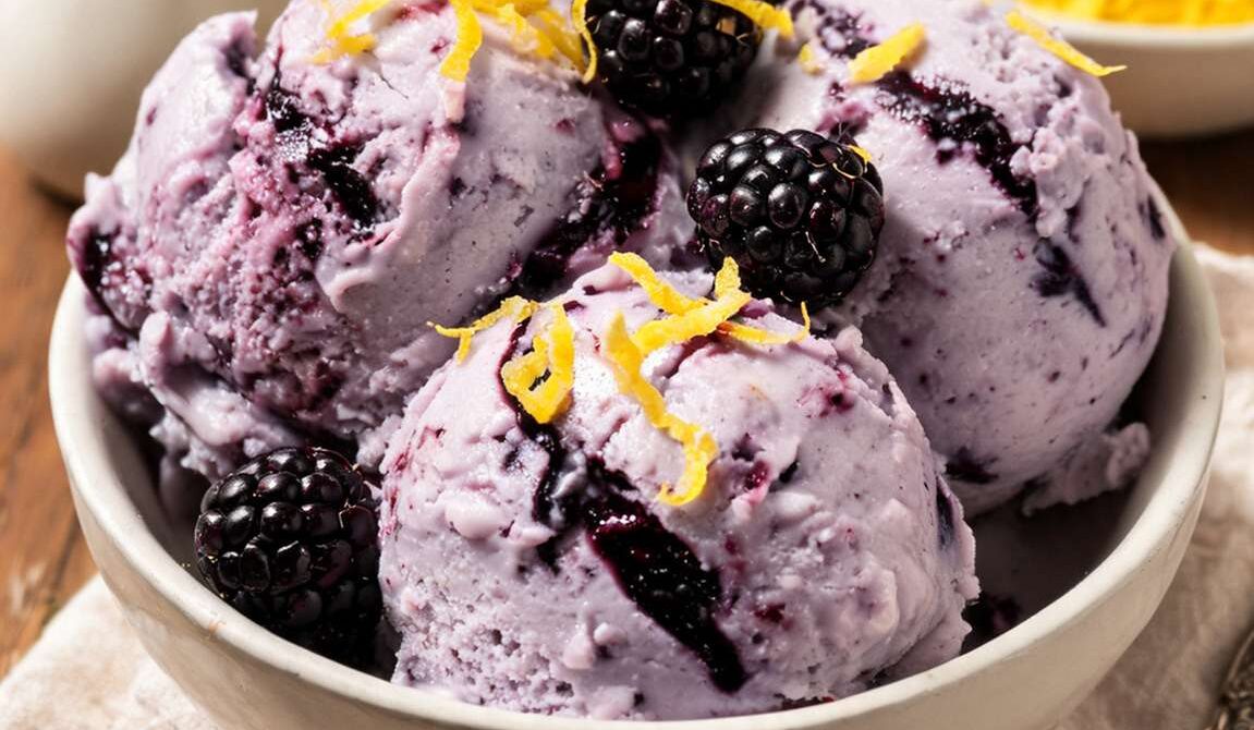 Creamy Blackberry Lemon Ice Cream