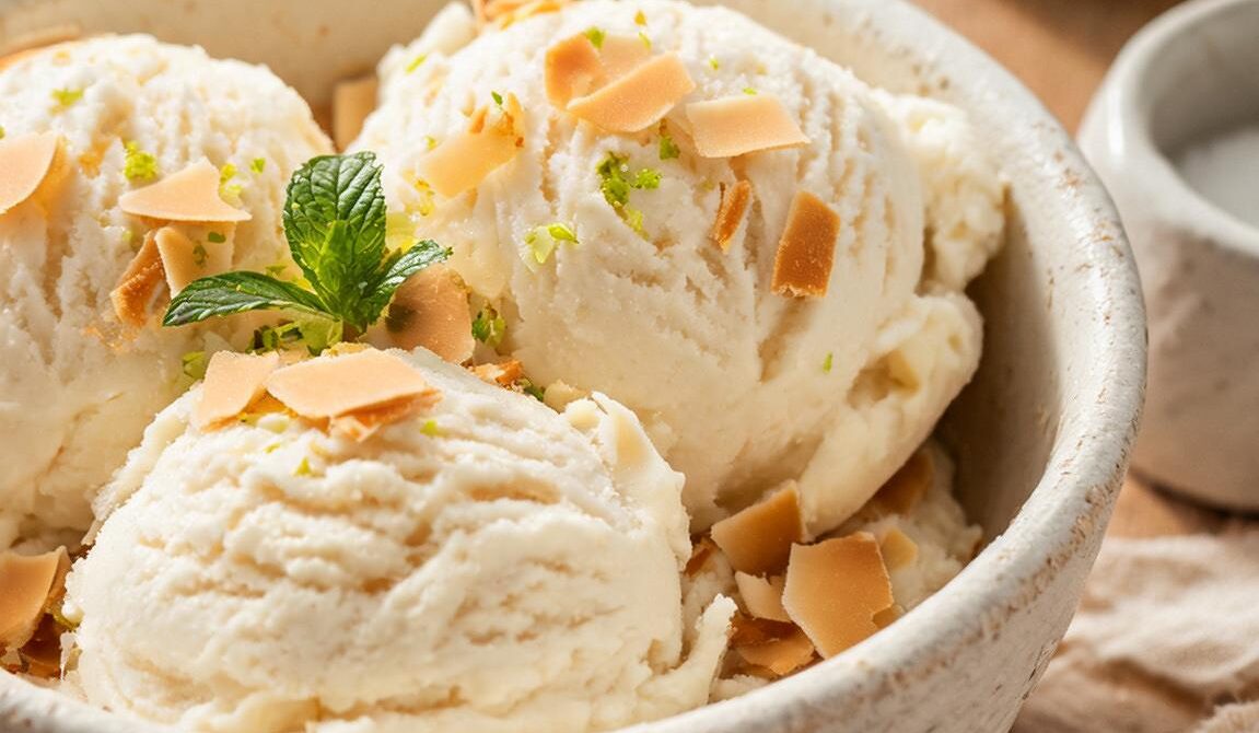 Creamy Coconut Ice Cream With Toasted Coconut