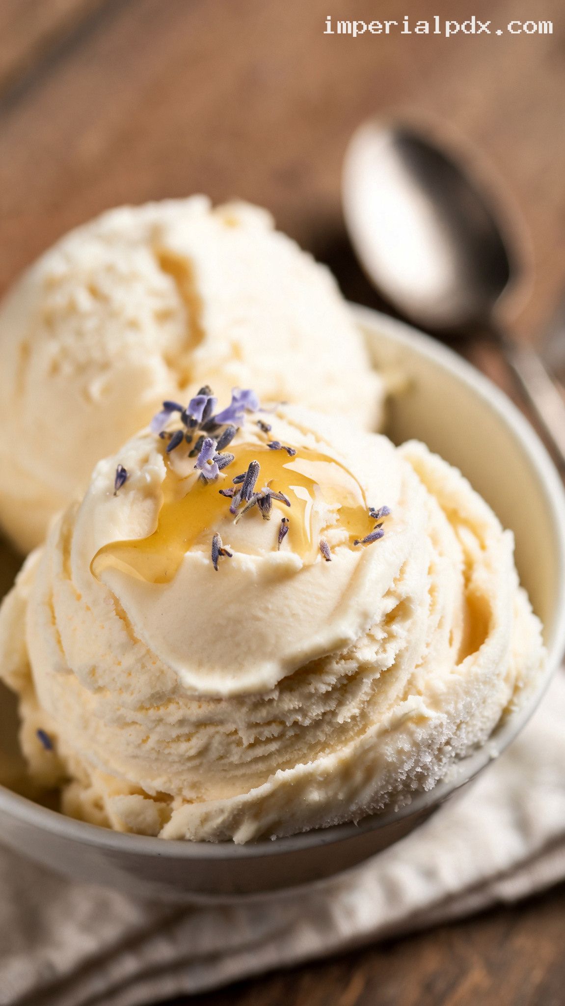 Creamy Honey Lavender Ice Cream – Closeup