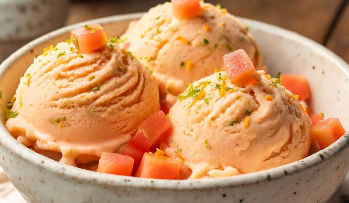 Creamy Papaya Orange Lime Ice Cream
