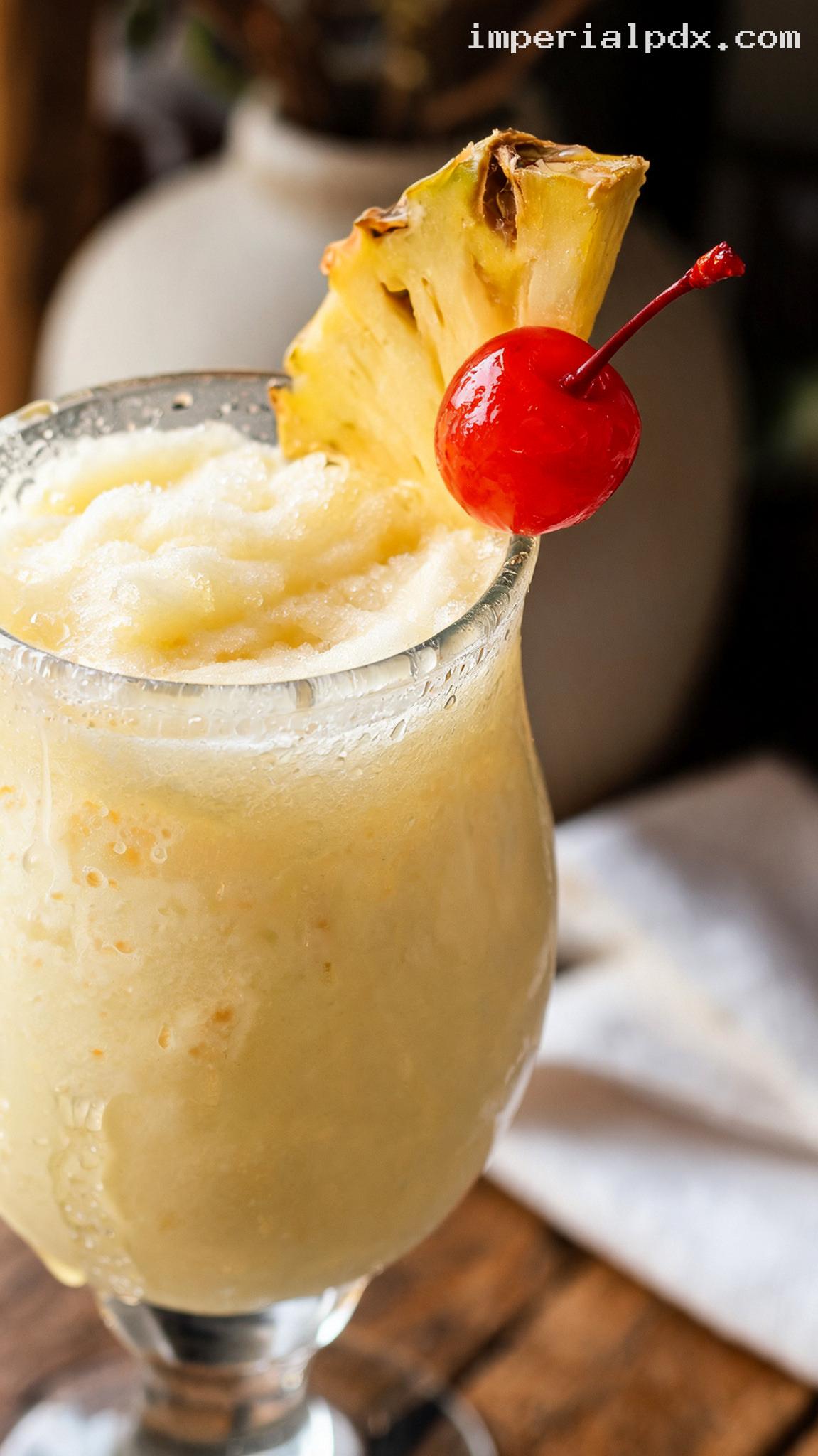 Creamy Piña Colada Cocktail – Closeup