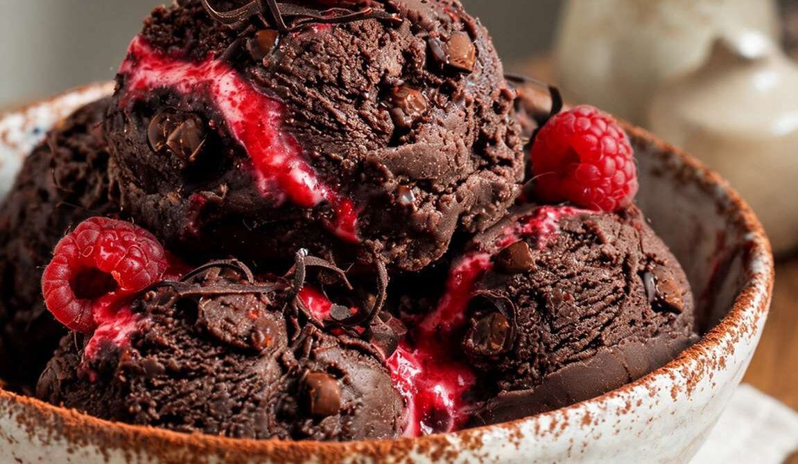 Dark Chocolate Raspberry Truffle Ice Cream