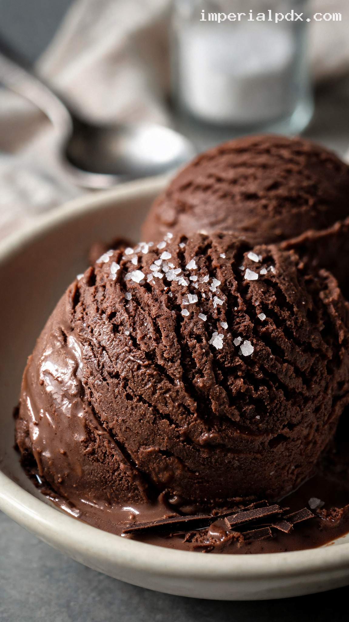 Dark Chocolate Sea Salt Ice Cream – Closeup