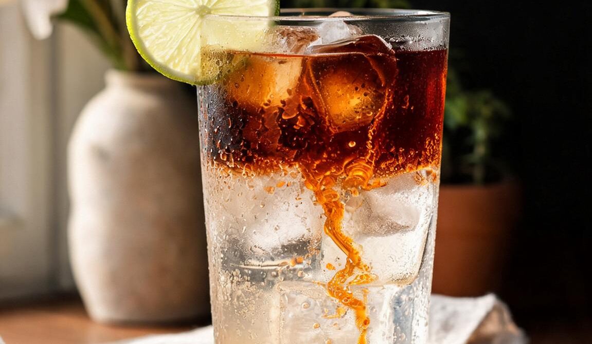Dark ’n’ Stormy Cocktail With Lime and Ginger Beer