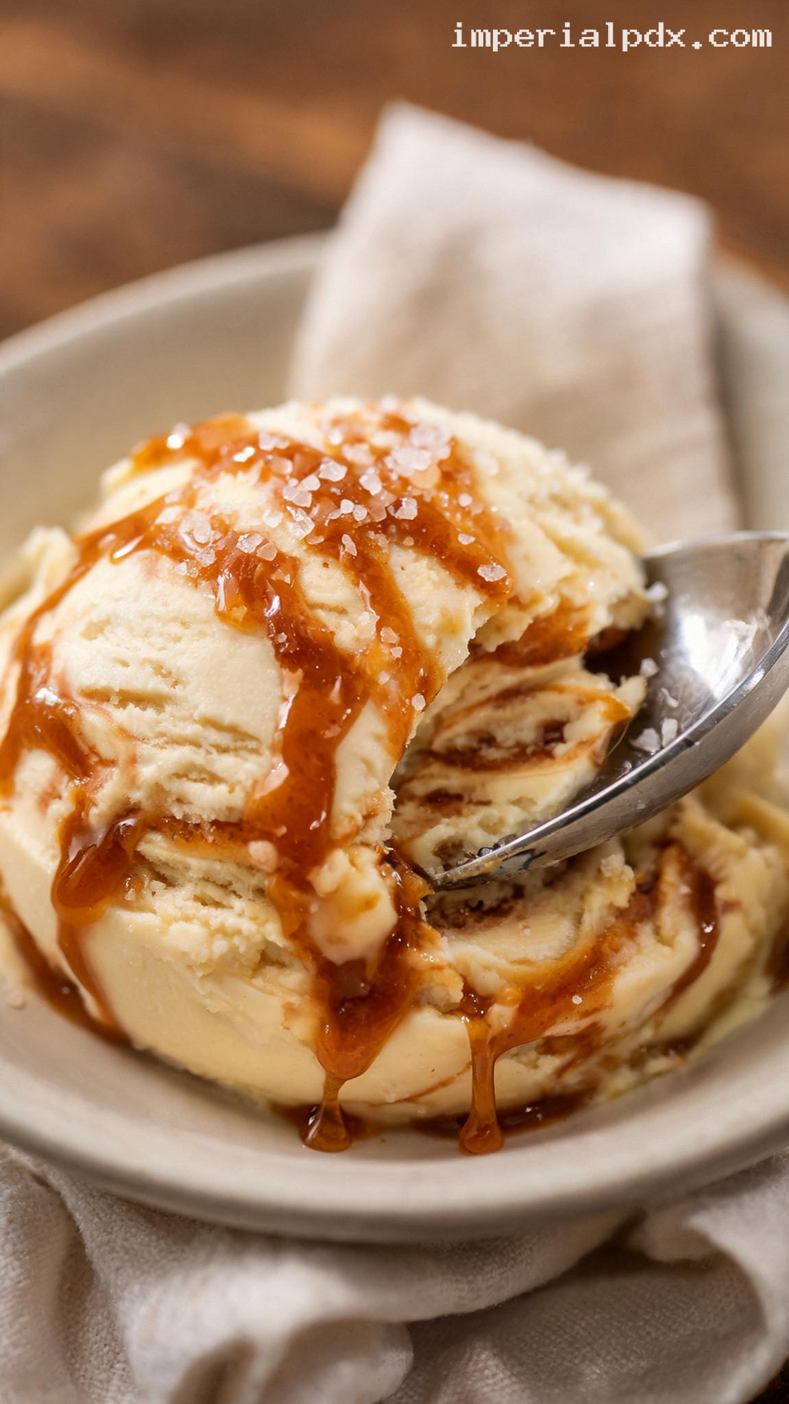 Dulce de Leche Swirl Ice Cream – Closeup