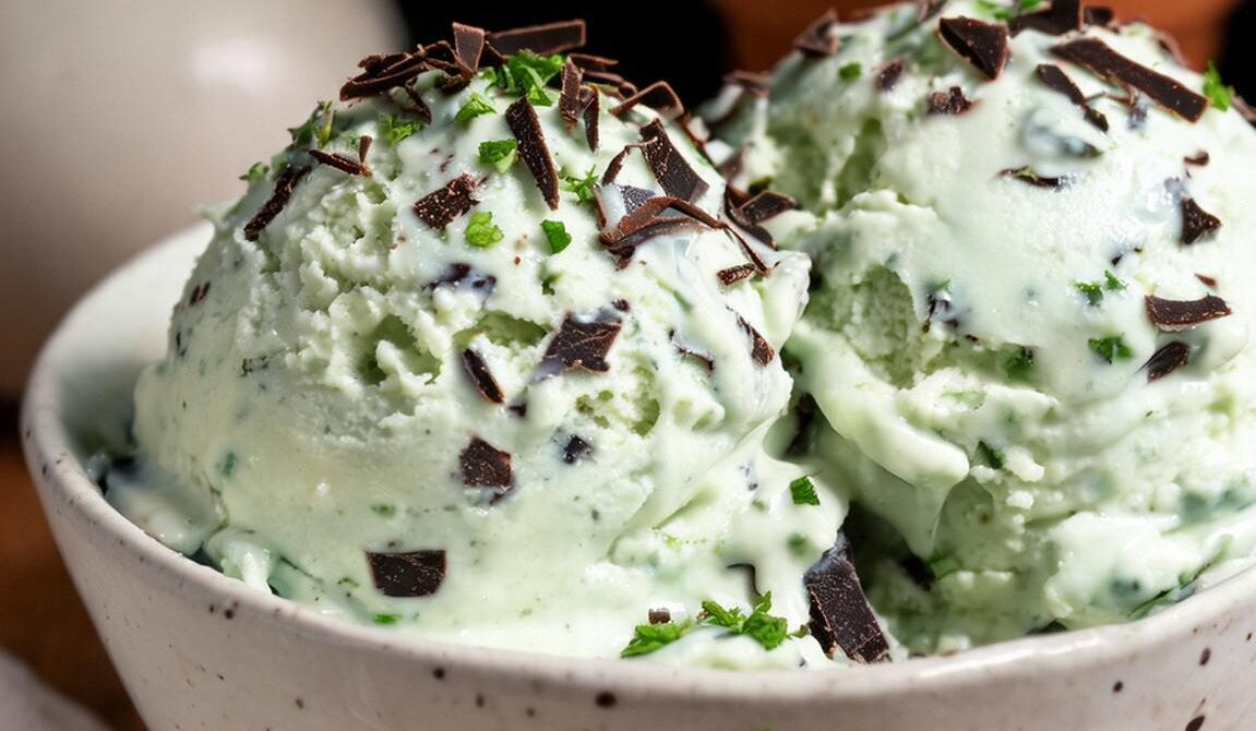 Fresh Mint Chocolate Chip Ice Cream