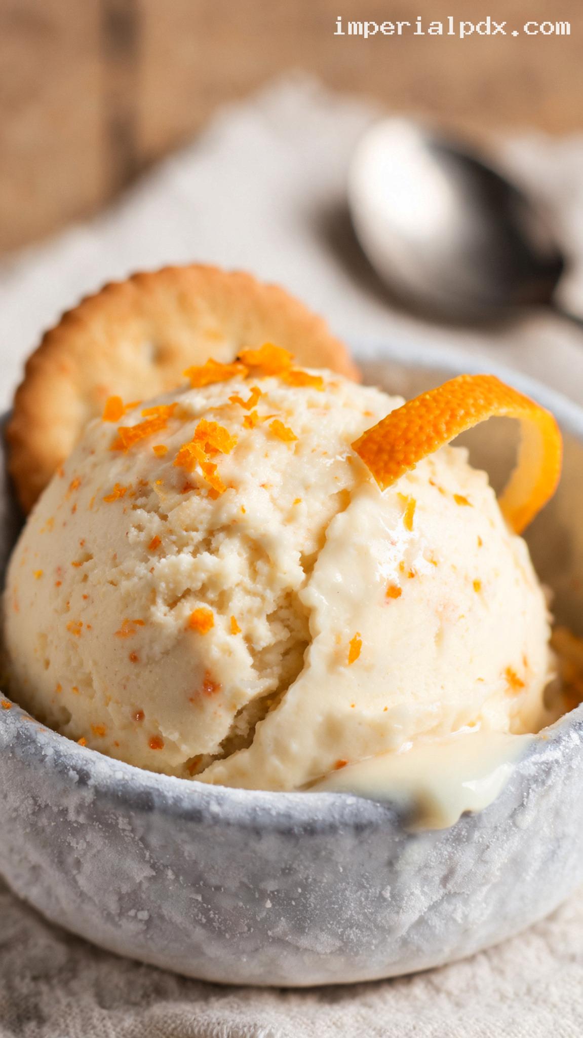 Homemade Orange Creamsicle Ice Cream – Closeup