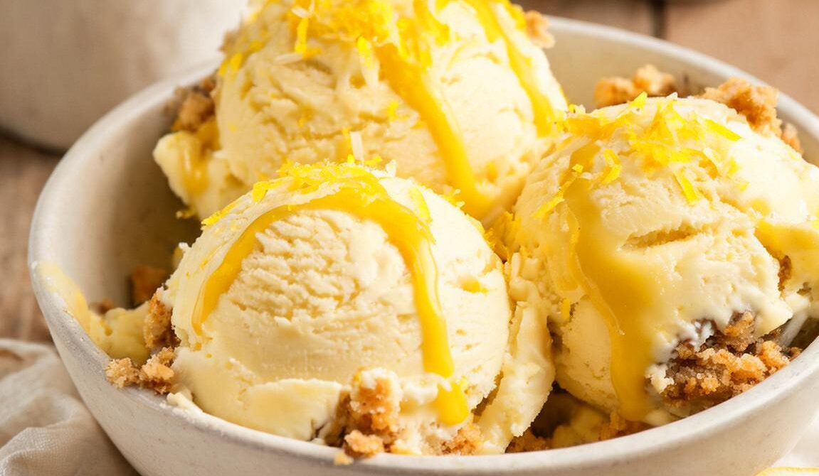 Lemon Cheesecake Ice Cream With Lemon Curd and Graham Crackers