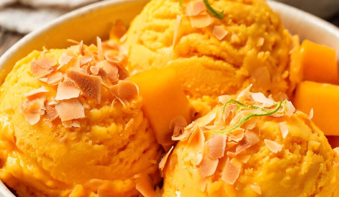 Mango Coconut Ice Cream With Toasted Coconut