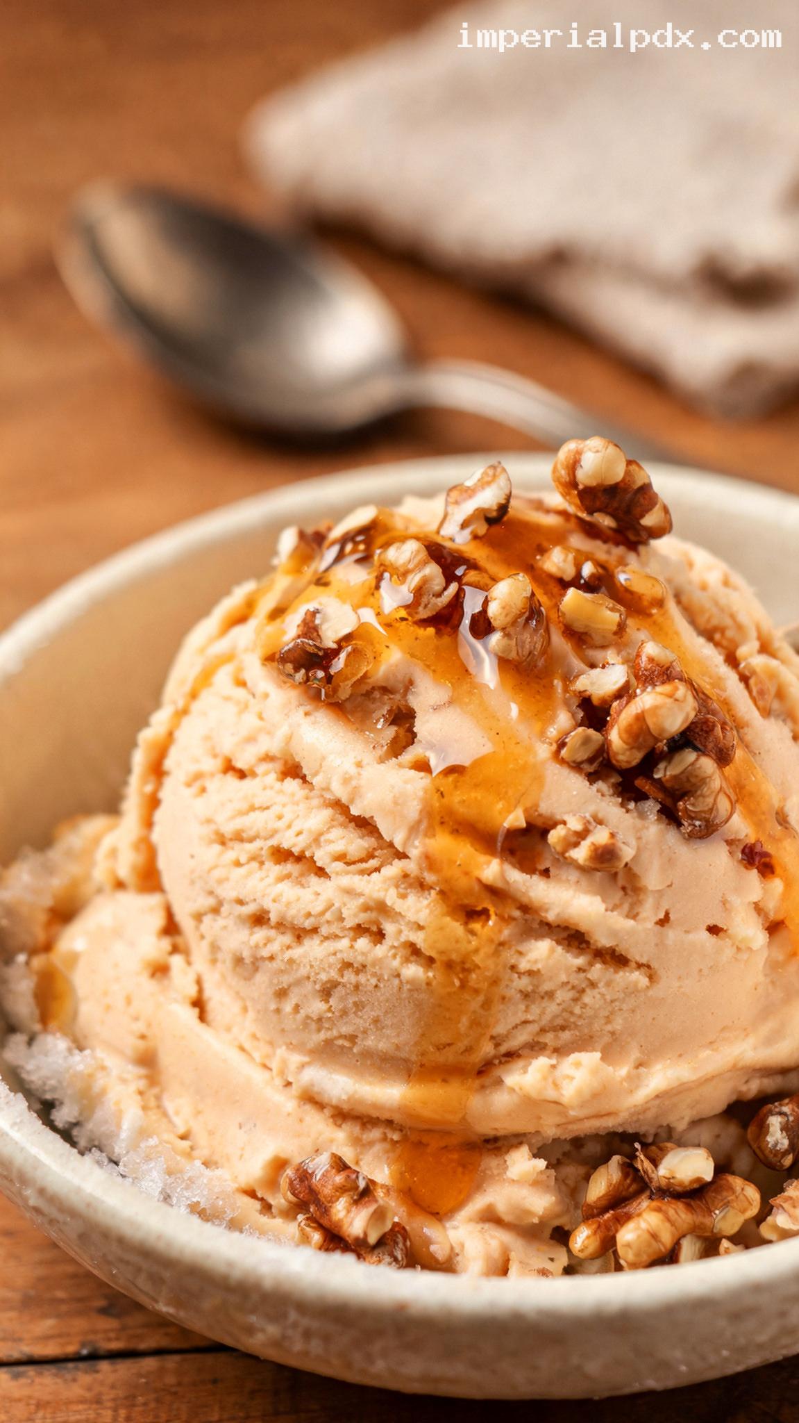 Maple Walnut Custard Ice Cream – Closeup