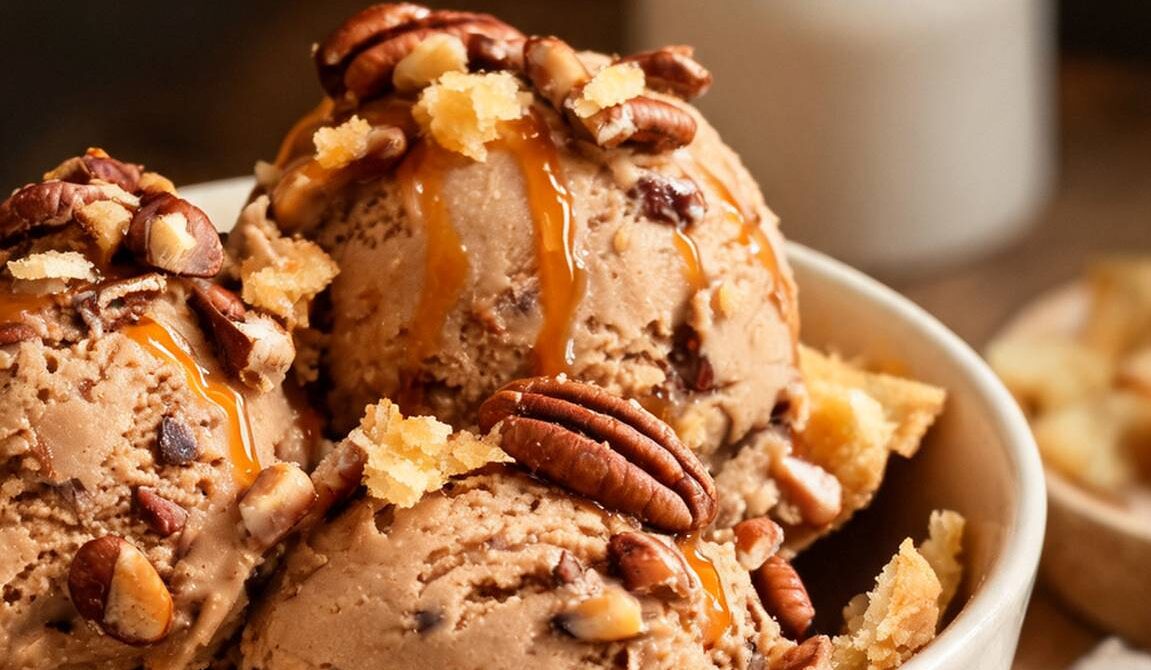 Pecan Pie Ice Cream With Caramel Ribbons