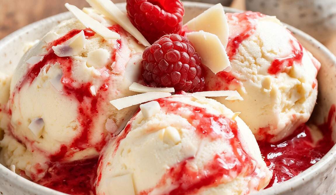 Raspberry White Chocolate Swirl Ice Cream