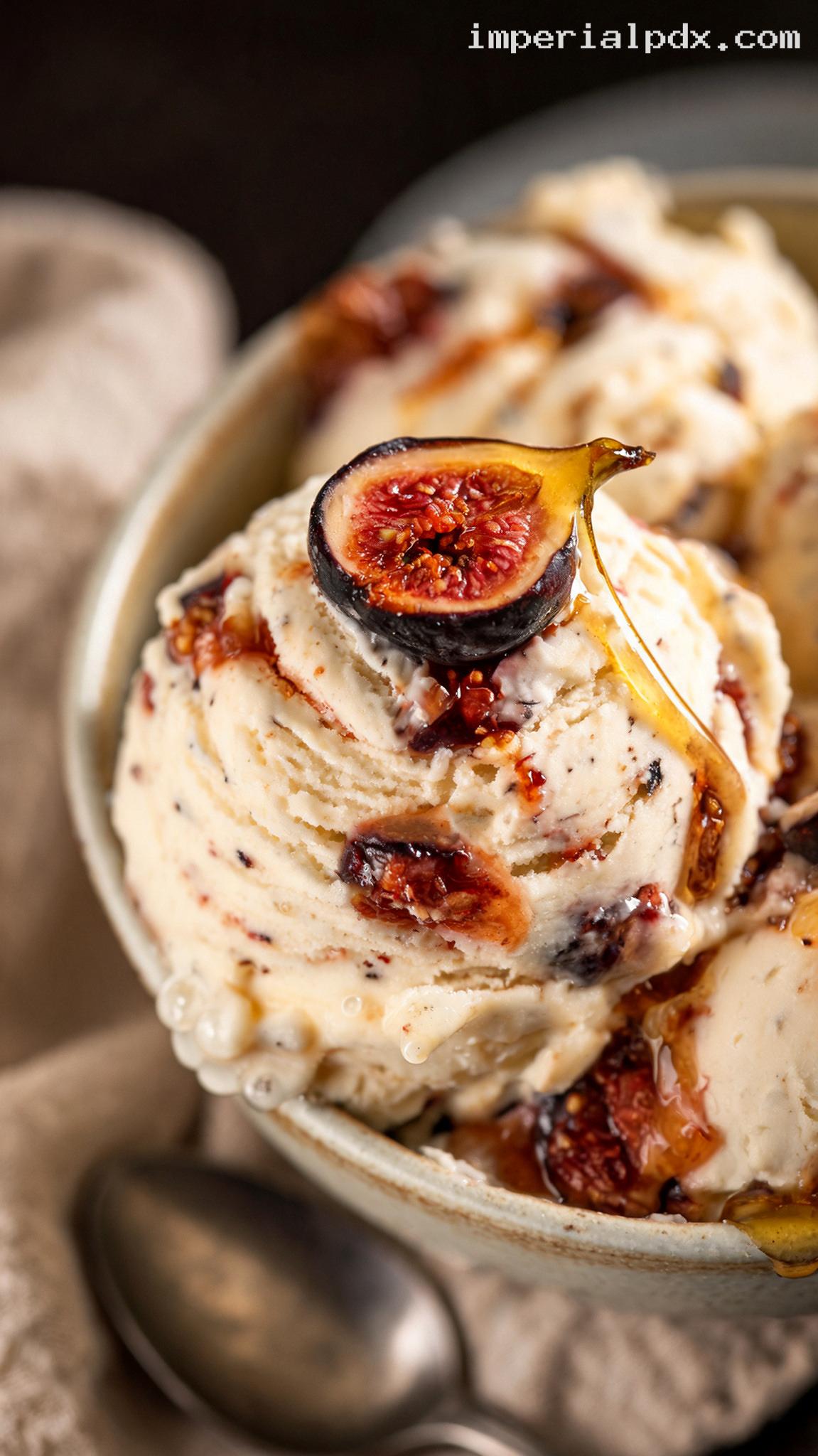 Roasted Fig and Honey Ice Cream – Closeup
