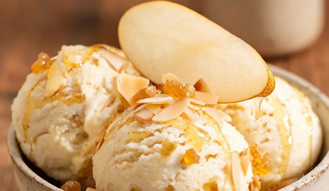 Roasted Pear and Ginger Ice Cream
