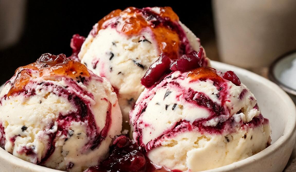 Roasted Plum Vanilla Bean Ice Cream