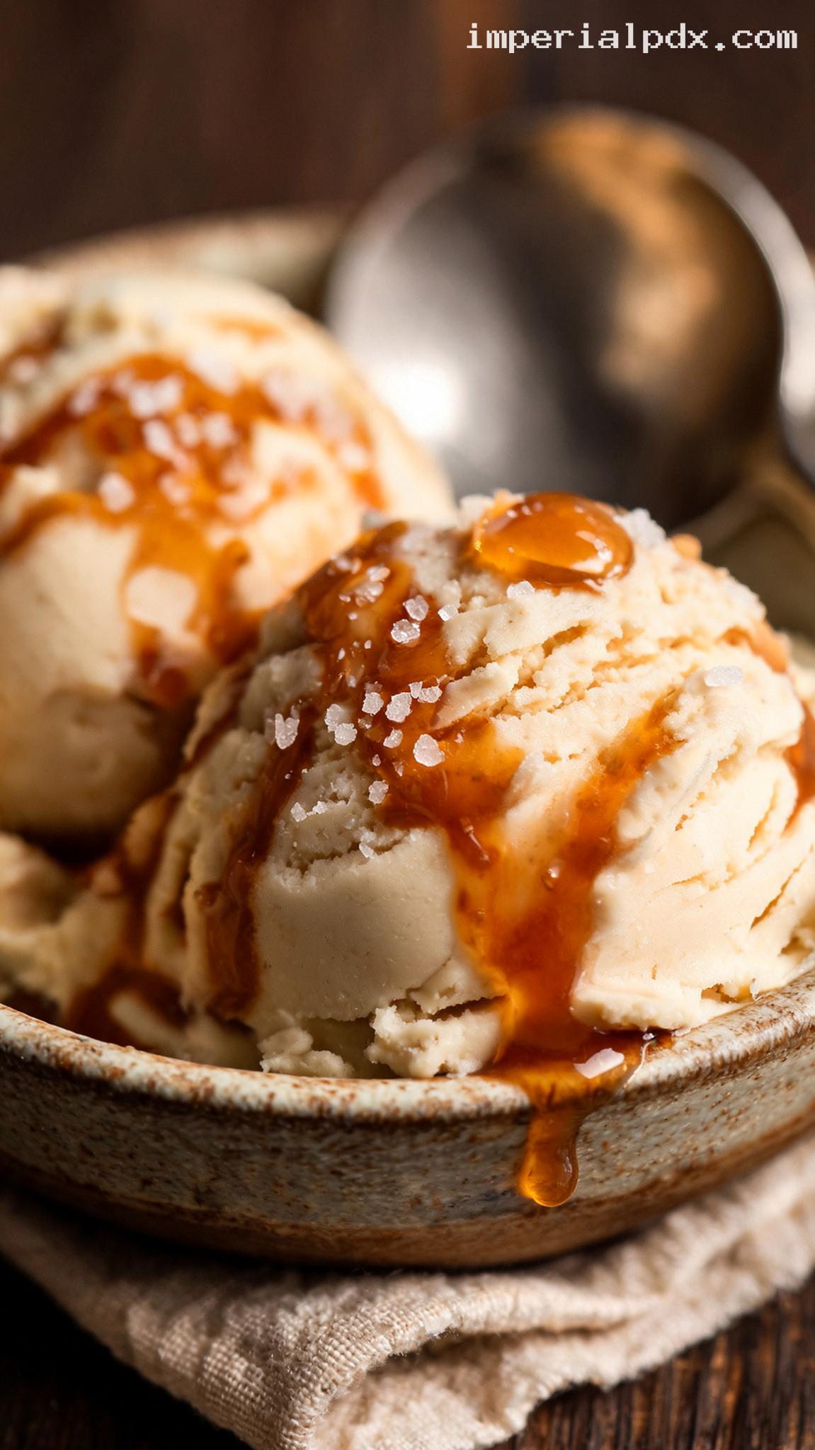 Salted Caramel Swirl Ice Cream – Closeup