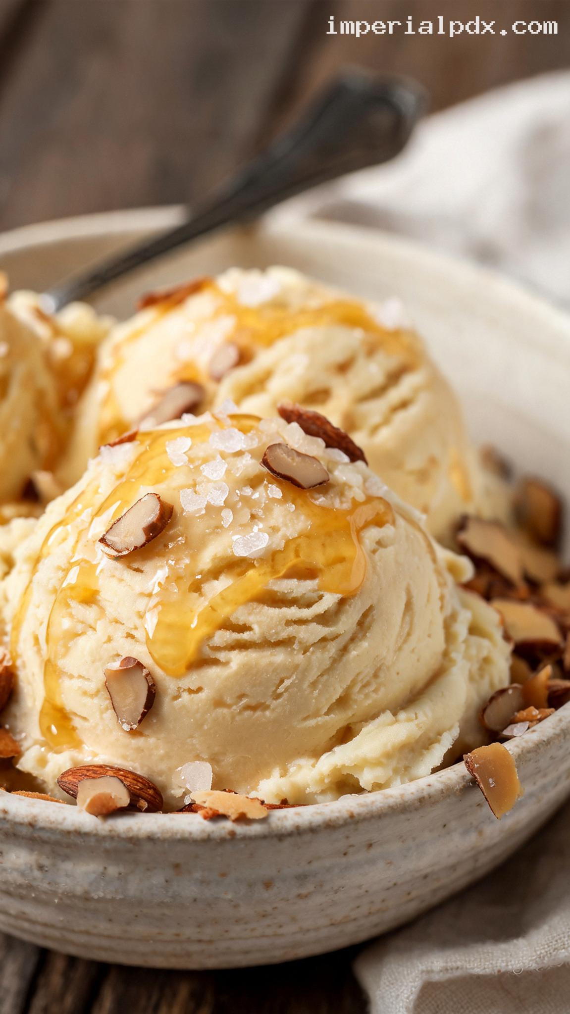 Salted Honey Almond Ice Cream – Closeup