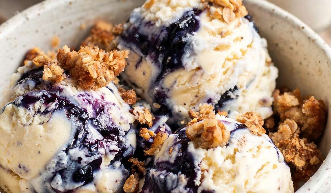 Sweet Cream Blueberry Cobbler Ice Cream