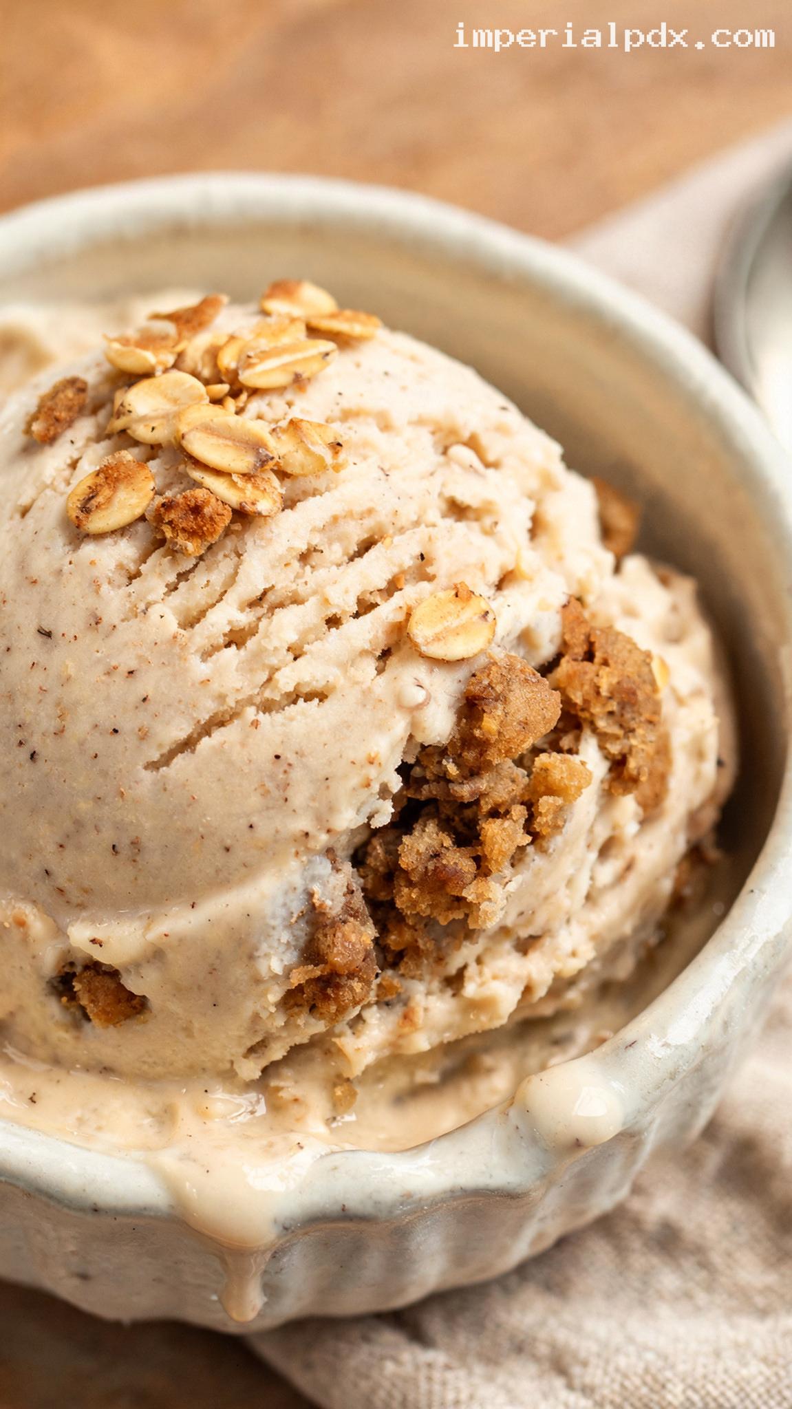 Toasted Oatmeal Cookie Ice Cream – Closeup