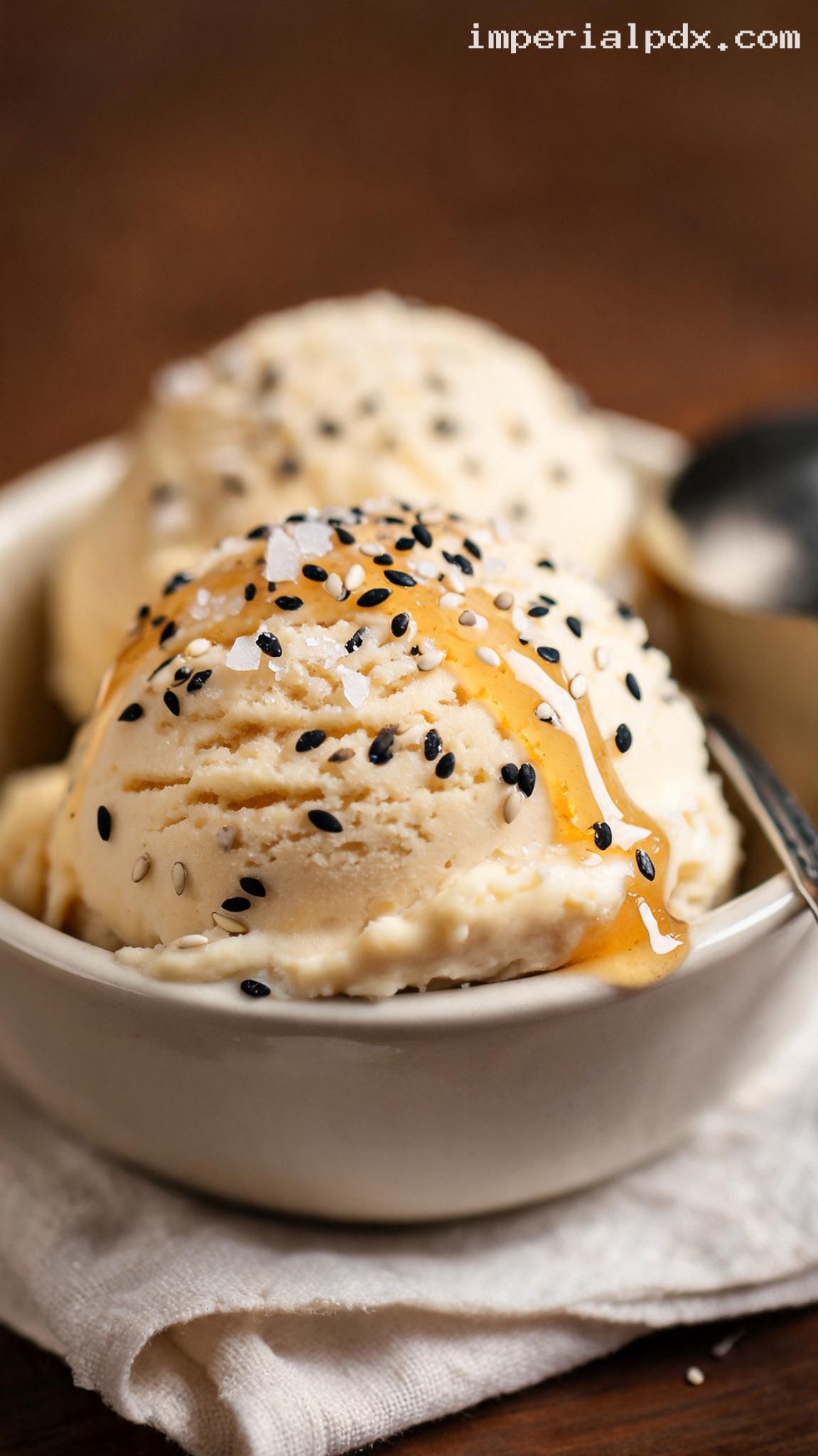 Toasted Sesame Honey Ice Cream – Closeup