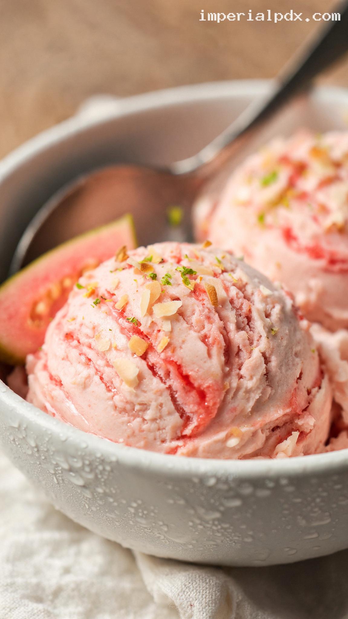 Tropical Guava Cream Ice Cream – Closeup