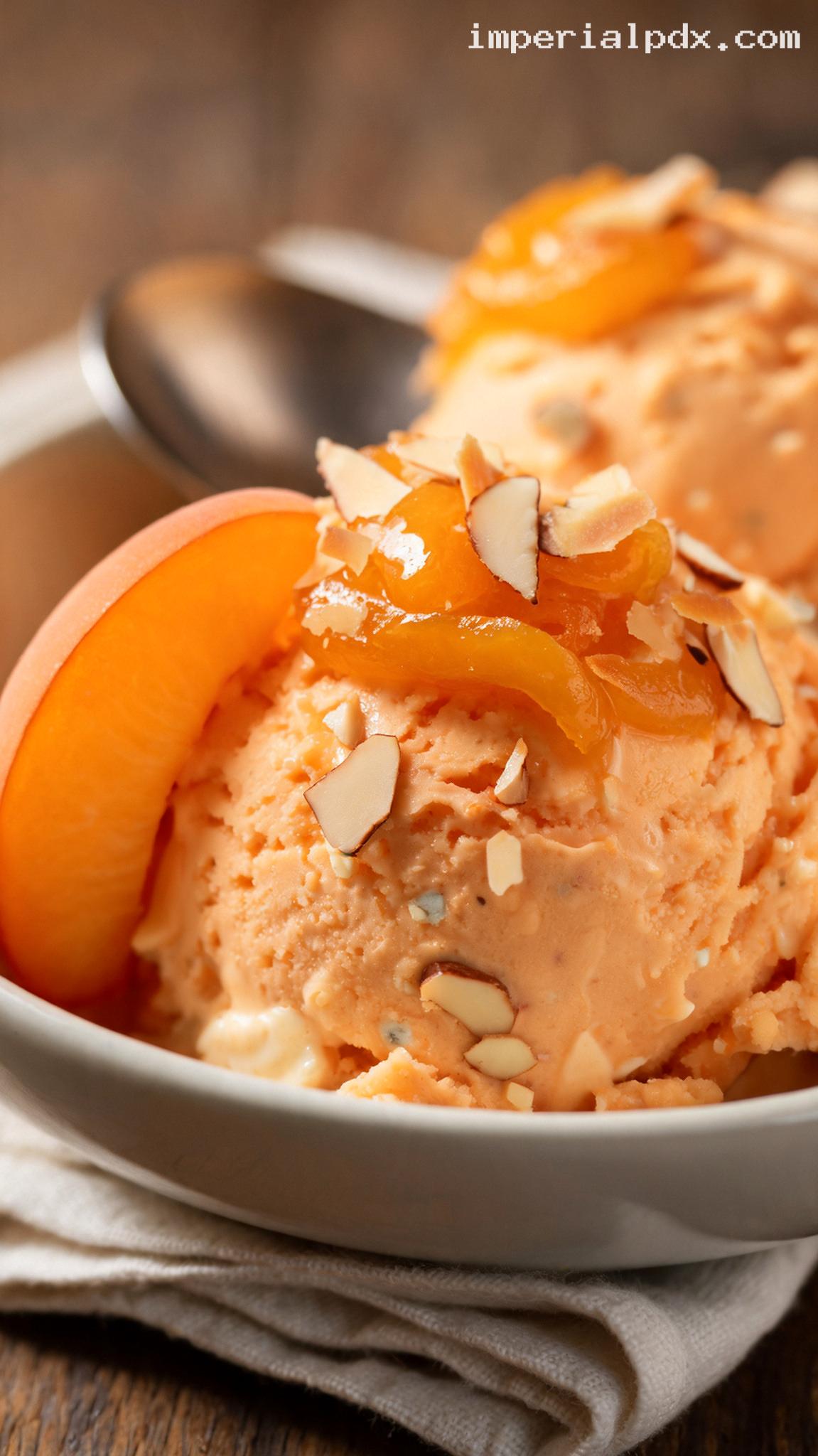 Vanilla Apricot Almond Ice Cream – Closeup