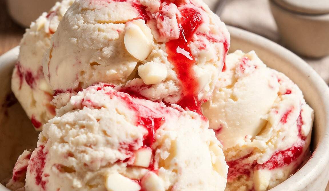 White Chocolate Raspberry Cheesecake Ice Cream
