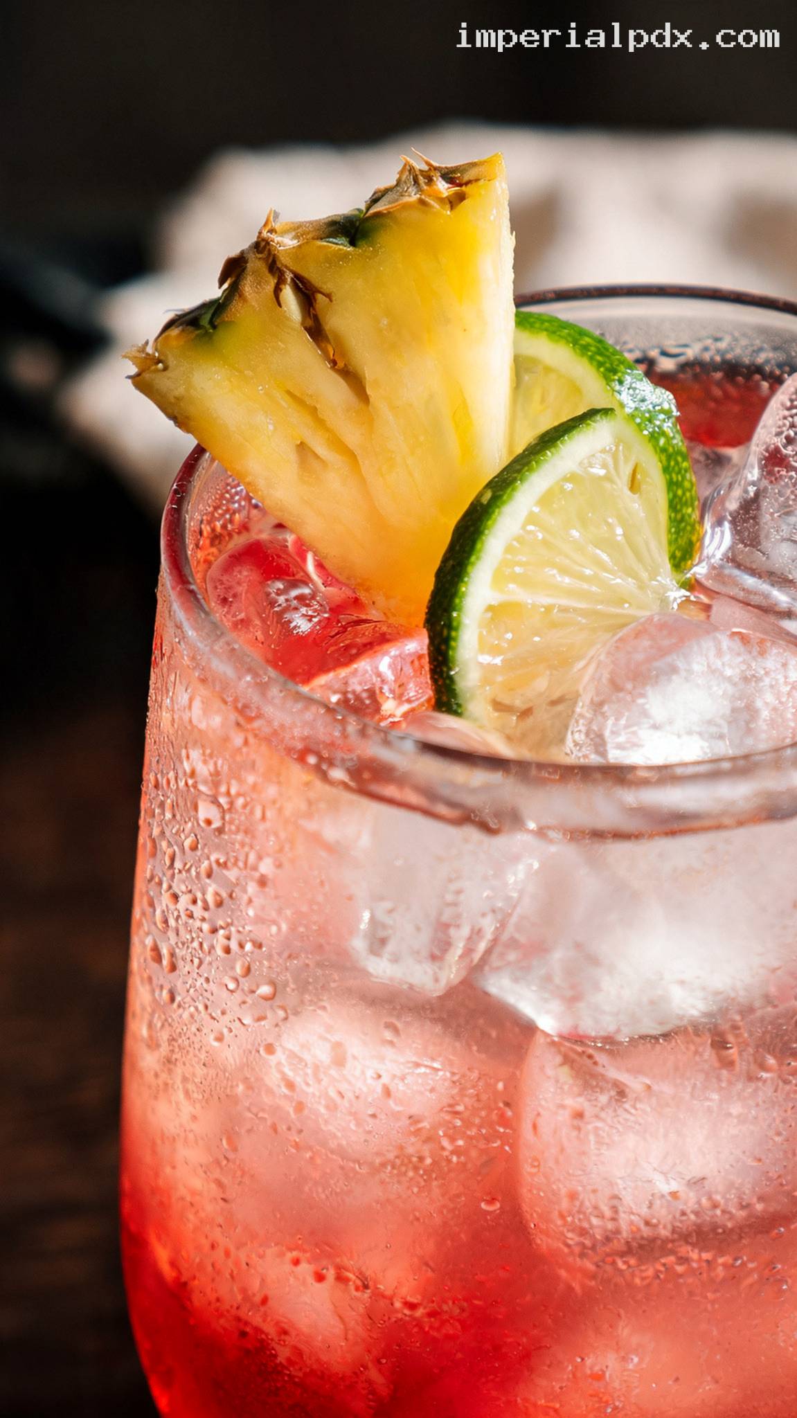 Bay Breeze Vodka Cocktail With Cranberry and Pineapple – Closeup