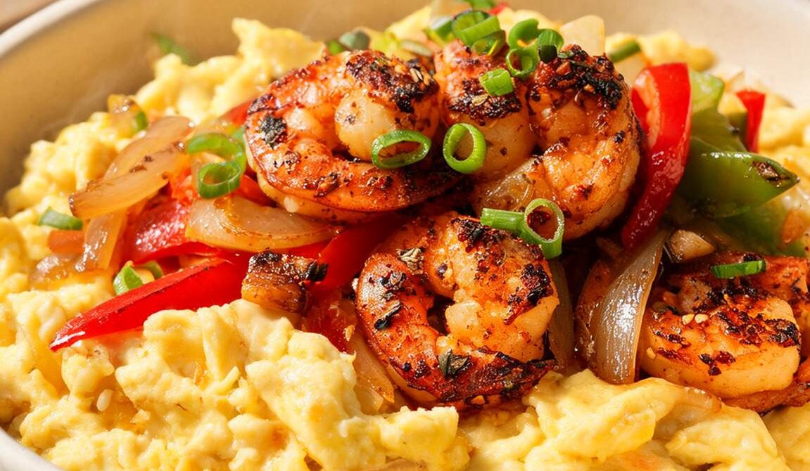 Cajun Shrimp and Creamy Scrambled Eggs