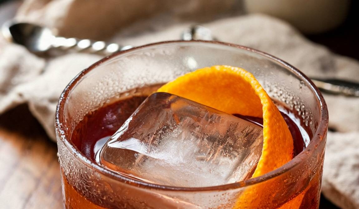 Classic Boulevardier Cocktail With Whiskey and Sweet Vermouth