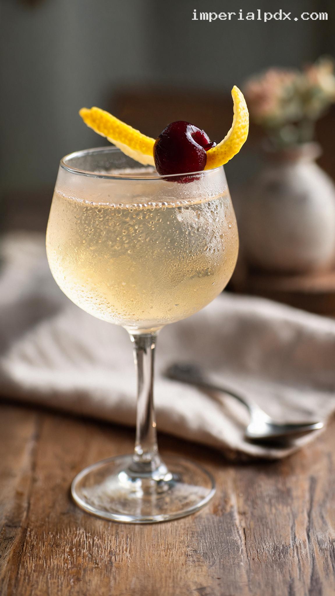 Classic Casino Gin Cocktail with Maraschino and Lemon – Closeup