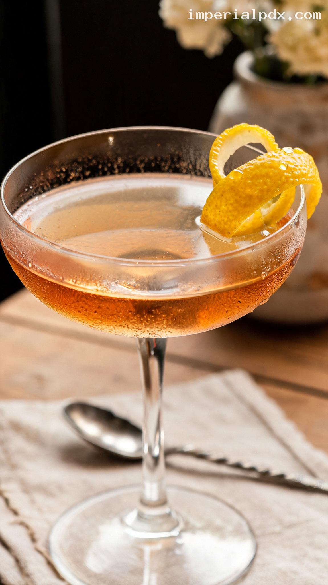 Classic Low-Alcohol Bamboo Cocktail With Sherry and Vermouth – Closeup