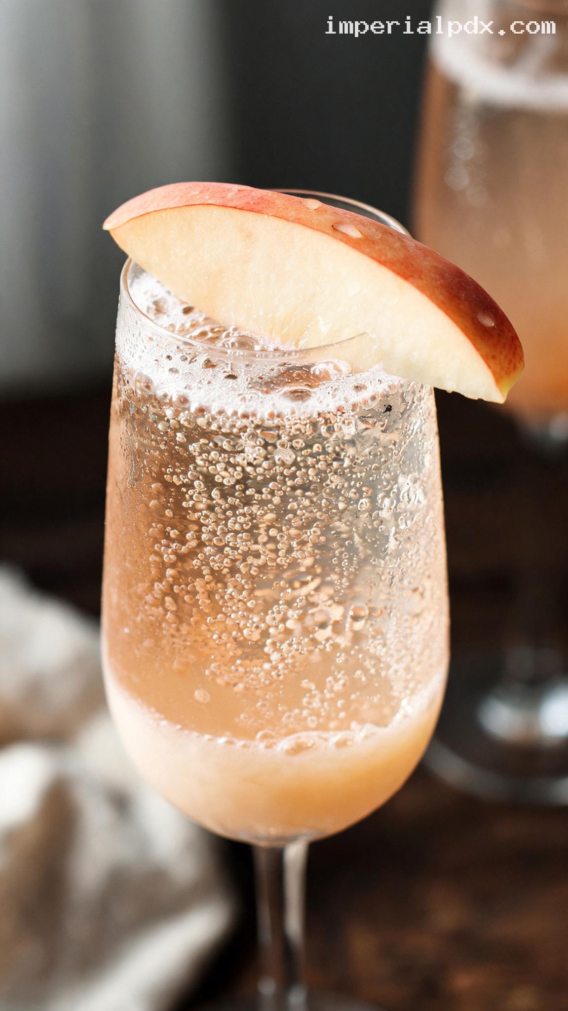 Classic Peach Bellini Cocktail – Closeup