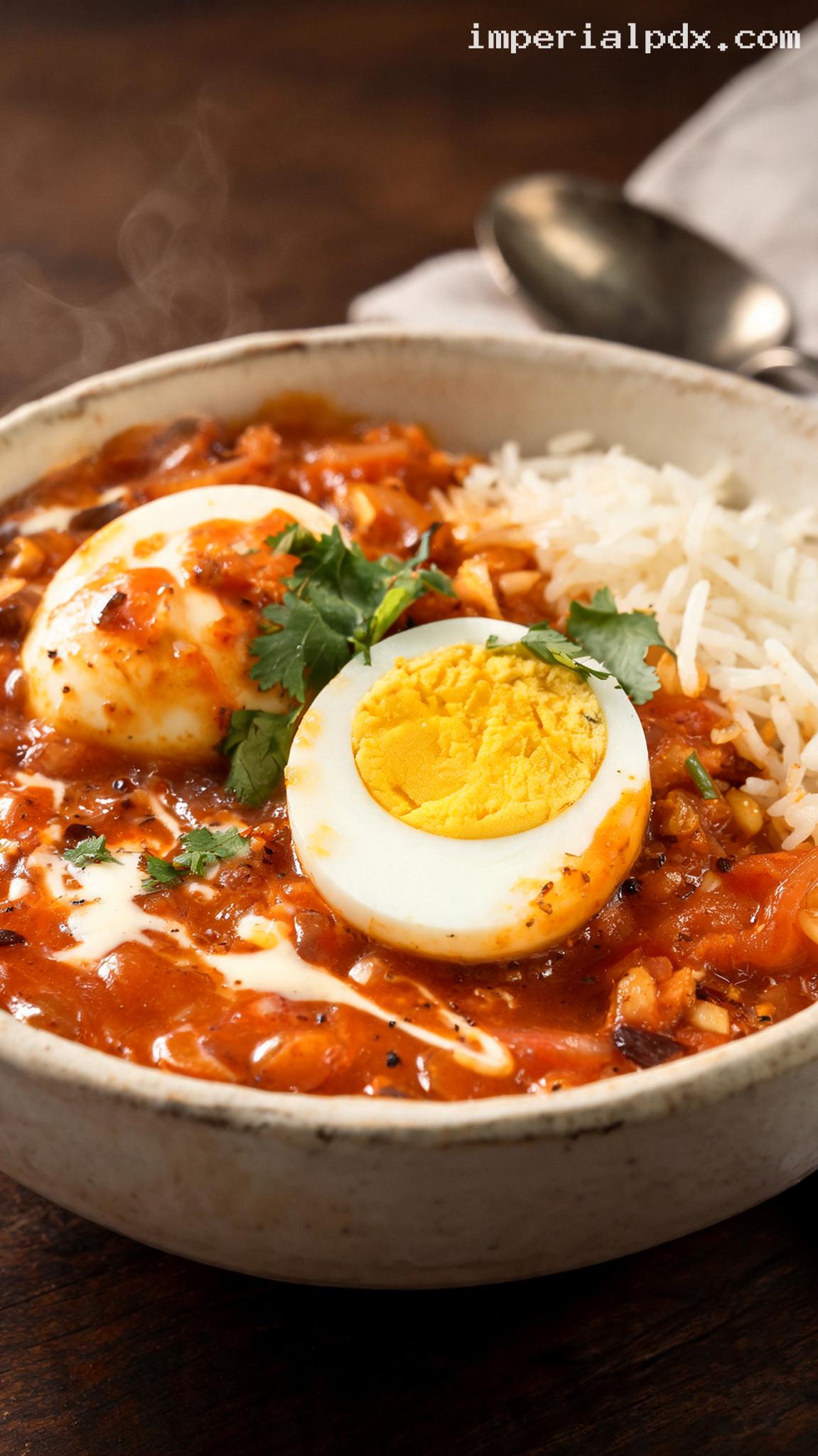 Creamy Egg Curry With Tomato-Onion Gravy – Closeup