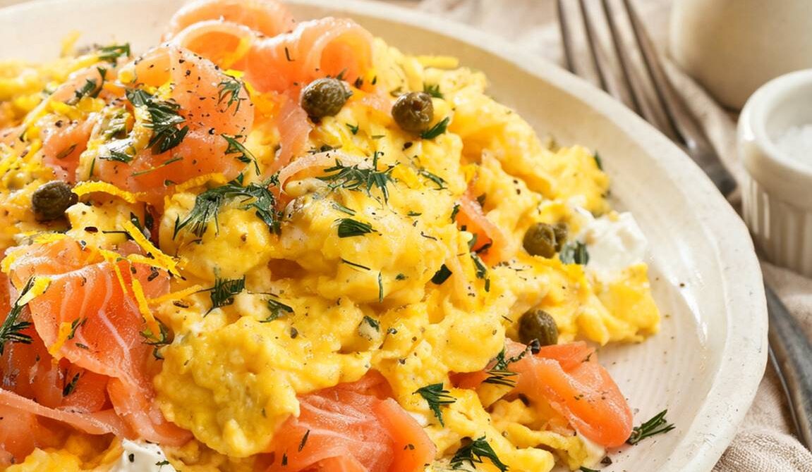 Creamy Smoked Salmon Scrambled Eggs With Dill