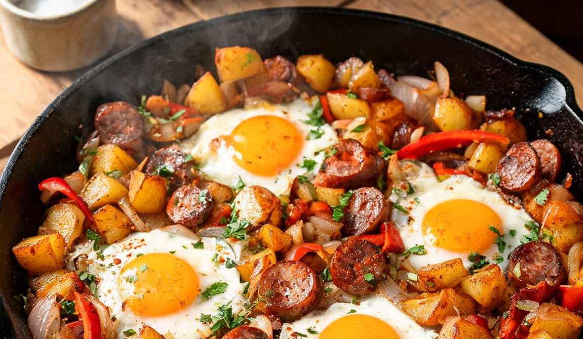 Crispy Potato, Sausage, and Egg Breakfast Skillet