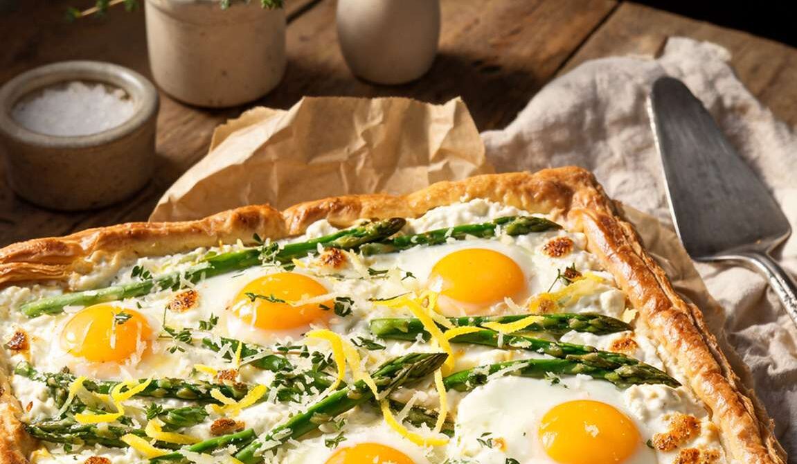 Flaky Asparagus, Egg, and Ricotta Tart
