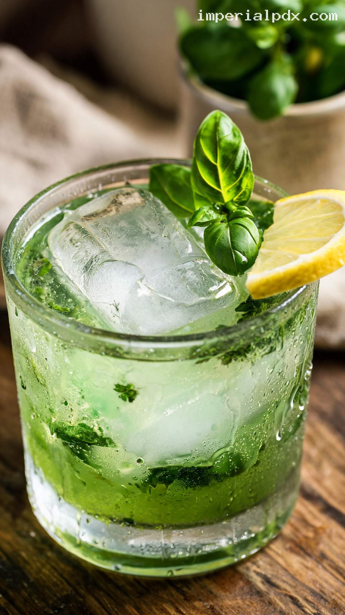 Fresh and Vibrant Gin Basil Smash – Closeup