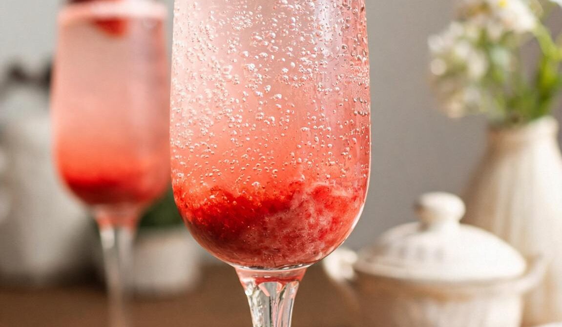 Fresh Strawberry Rossini Sparkling Wine Cocktail