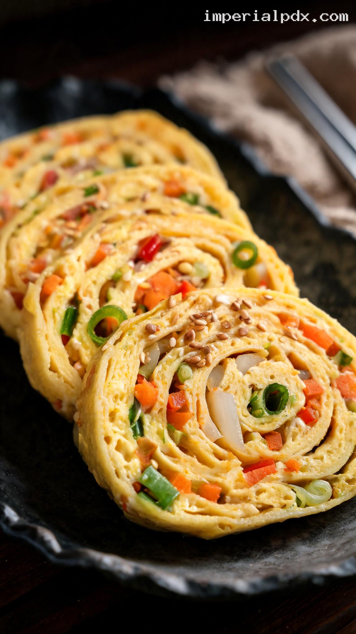 Korean Gyeran Mari With Vegetables – Closeup